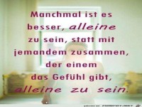 manchmal ist es besser alleine zu sein,........