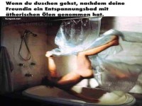 Lustiger Duschunfall nach Entspannungsbad