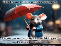 Kluge Maus trotzt Regen!