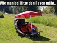 Rasen m�hen bei Hitze
