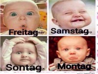 Wochenende in Babys Gesichtsausdrücken