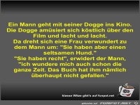 Ein Mann geht mit seiner Dogge ins Kino