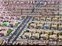 Stadtlandschaft mit inspirierendem Zitat