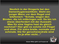 Neulich in der Drogerie bei den Damenhygieneartikeln