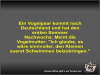 Ein Vogelpaar kommt nach Deutschland und hat den ersten...