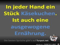 In jeder Hand ein K�sekuchen