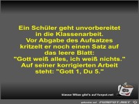 Ein Schüler geht unvorbereitet in die Klassenarbeit