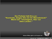 Ein Polizist hlt Eva an
