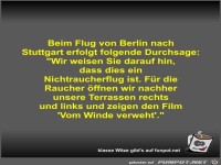 Beim Flug von Berlin nach Stuttgart erfolgt folgende...