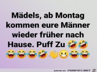 Ab heute sind die Mnner frher zuhause