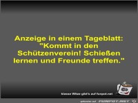 Anzeige in einem Tageblatt