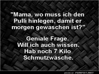 Witzige Unterhaltung über Wäschefragen