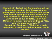 Kommt ein Trabbi mit Schmackes auf 'ne Tankstelle ged�st