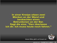 In einer Kneipe sitzen zwei Mücken an der Wand und...