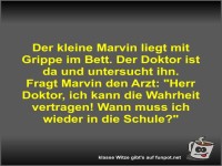 Der kleine Marvin liegt mit Grippe im Bett