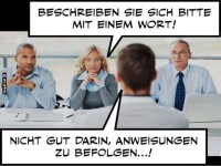 Ein-Wort-Debakel im Bewerbungsgesprch