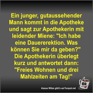 Ein-junger,-gutaussehender-Mann-kommt-in-die-Apotheke-und....jpg von Fossy