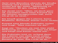 geht eine Blondine abends die Strasse entlang......