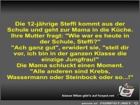 Die 12-j�hrige Steffi kommt aus der Schule und geht zur...