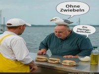 M�we bestellt ihren Snack ohne Zwiebeln!