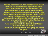 M�ller kommt von der Sp�tschicht nach Hause