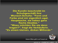 Die Kundin beschreibt im Schuhgeschft ihre Wunsch-Schuhe