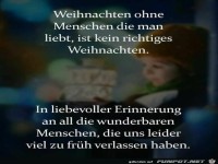 Weihnachten ohne Menschen die man liebt.......