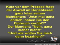 Kurz vor dem Prozess fragt der Anwalt im Gerichtssaal ganz