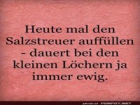 Humor ber das Auffllen eines Salzstreuers