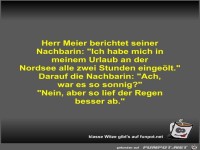 Herr Meier berichtet seiner Nachbarin