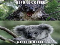 Vor und nach dem Kaffee