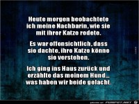 Nachbarin redet mit Katze....