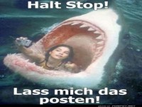 Selfie-Moment im Haifischmaul