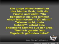 Die junge Witwe kommt an das frische Grab