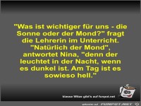 Was ist wichtiger f�r uns - die Sonne oder der Mond?