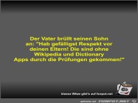 Der Vater br�llt seinen Sohn an