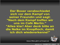 Der Boxer verabschiedet sich vor dem Kampf von seiner...