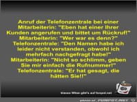 Anruf der Telefonzentrale bei einer Mitarbeiterin