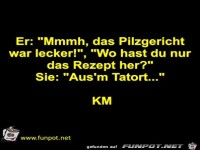 Paar im Bett. Er: Mmmh, das Pilzgericht war lecker...