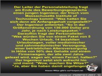 Der Leiter der Personalabteilung fragt am Ende des...