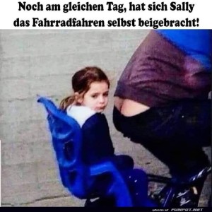 fun-Bild: Sally lernt auf ungewöhnliche Weise Fahrradfahren