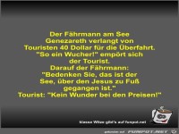 Der Fhrmann am See Genezareth verlangt von Touristen 40...