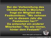 Bei der Vorbereitung des Oktoberfests in M�nchen fragt ein