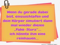 Lustige Notiz �ber den Fake-Sturz beim Einschlafen
