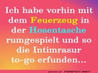Spontane Intimrasur durch Feuerzeug