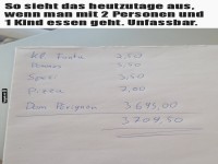 Ironische Rechnung f�r Restaurantbesuch