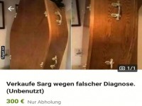 Unbenutzter Sarg wegen falscher Diagnose