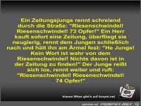 Ein Zeitungsjunge rennt schreiend durch die Straße