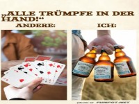 Tr�mpfe in der Hand: Karten vs. Bier