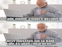 Steuerzahlung und Straßenreparatur
